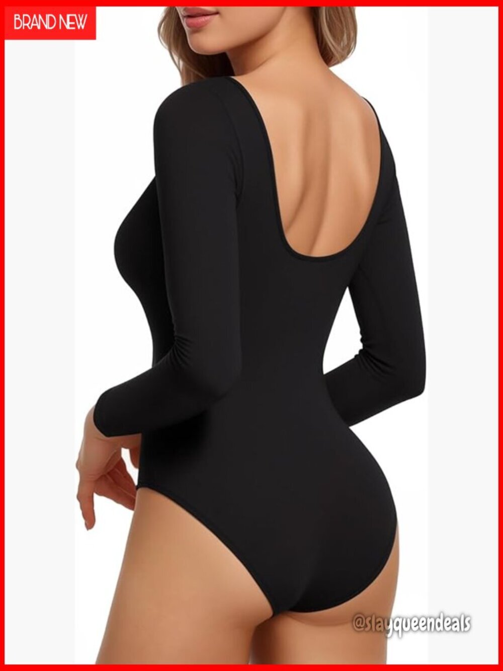 Large Long Sleeve Backless Bodysuit Boat Neck Y2K Top Fall Basic